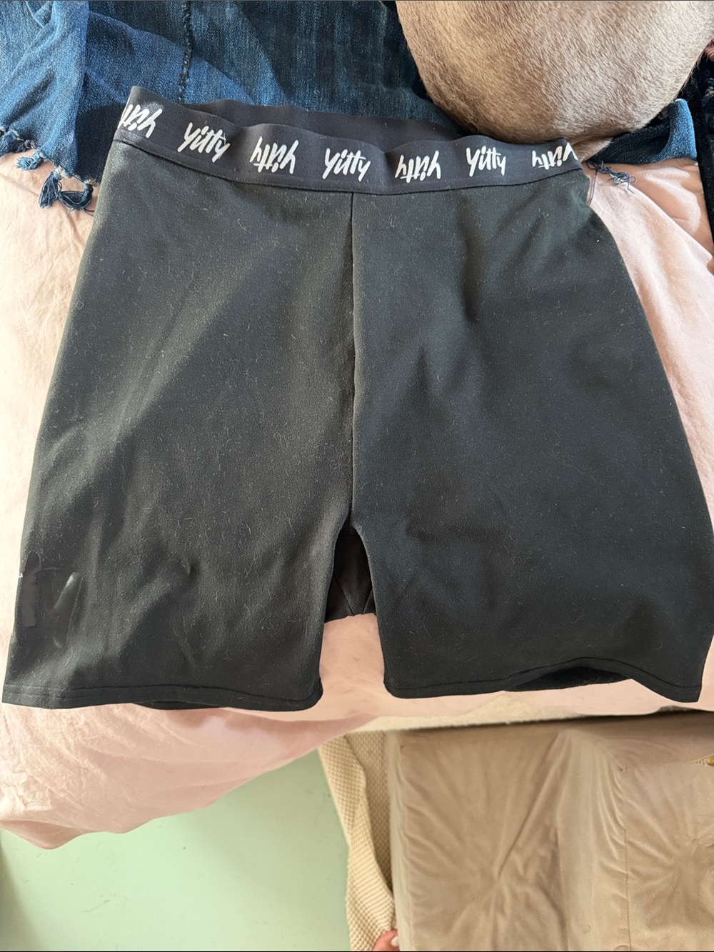 YITTY Black High-Rise Logo Waistband Bike Shorts